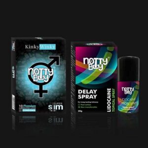 NottyBoy Lidocaine Delay Spray for Men 20gms with KinkyWinky Super Slim Condom (Pack of 1x10 Pcs)ck of 1x10 Pcs) (Copy)