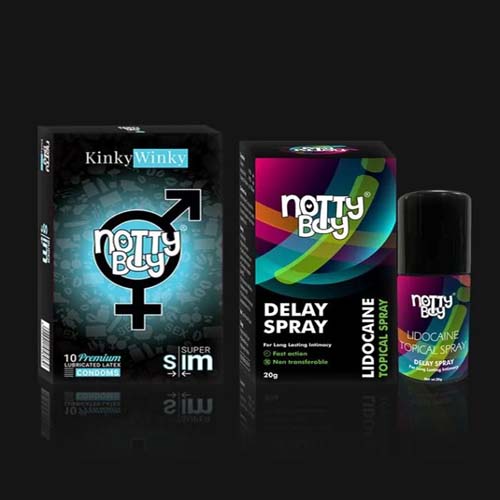 NottyBoy Lidocaine Delay Spray for Men 20gms with KinkyWinky Super Slim Condom (Pack of 1x10 Pcs)ck of 1x10 Pcs) (Copy)