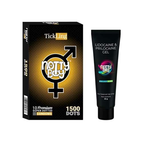 Notty Boy Long Last Delay Gel For Men 20gm & 1500 Dotted Condom Pack Of 1x10pcscs