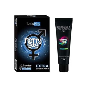 Notty Boy Long Last Delay Gel For Men 20gm & Extra Lubricated Condom Pack of 1x10pcs