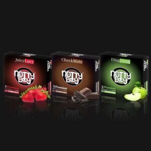 NottyBoy Multi Flavour Condoms Strawberry, Chocolate, Green Apple 3 Packs X 9 Units