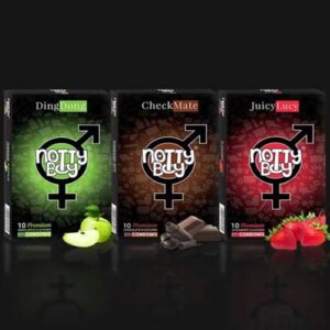 NottyBoy Multi Flavour Condoms Strawberry, Chocolate, Green Apple 3 Packs X 30 Units